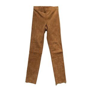 Charlotte Brody Suede Leggings Pants Womens 2 Camel Tan Leather Elastic Waist